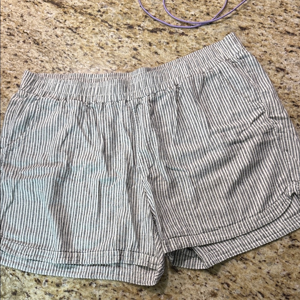 Maurices Vertical Ticking Stripe Linen High Rise Shorts 20W